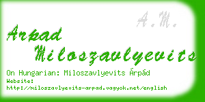 arpad miloszavlyevits business card
